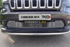 Решетка радиатора 12 мм Jeep Cherokee 2014 (Sport, Longitude, Limited)